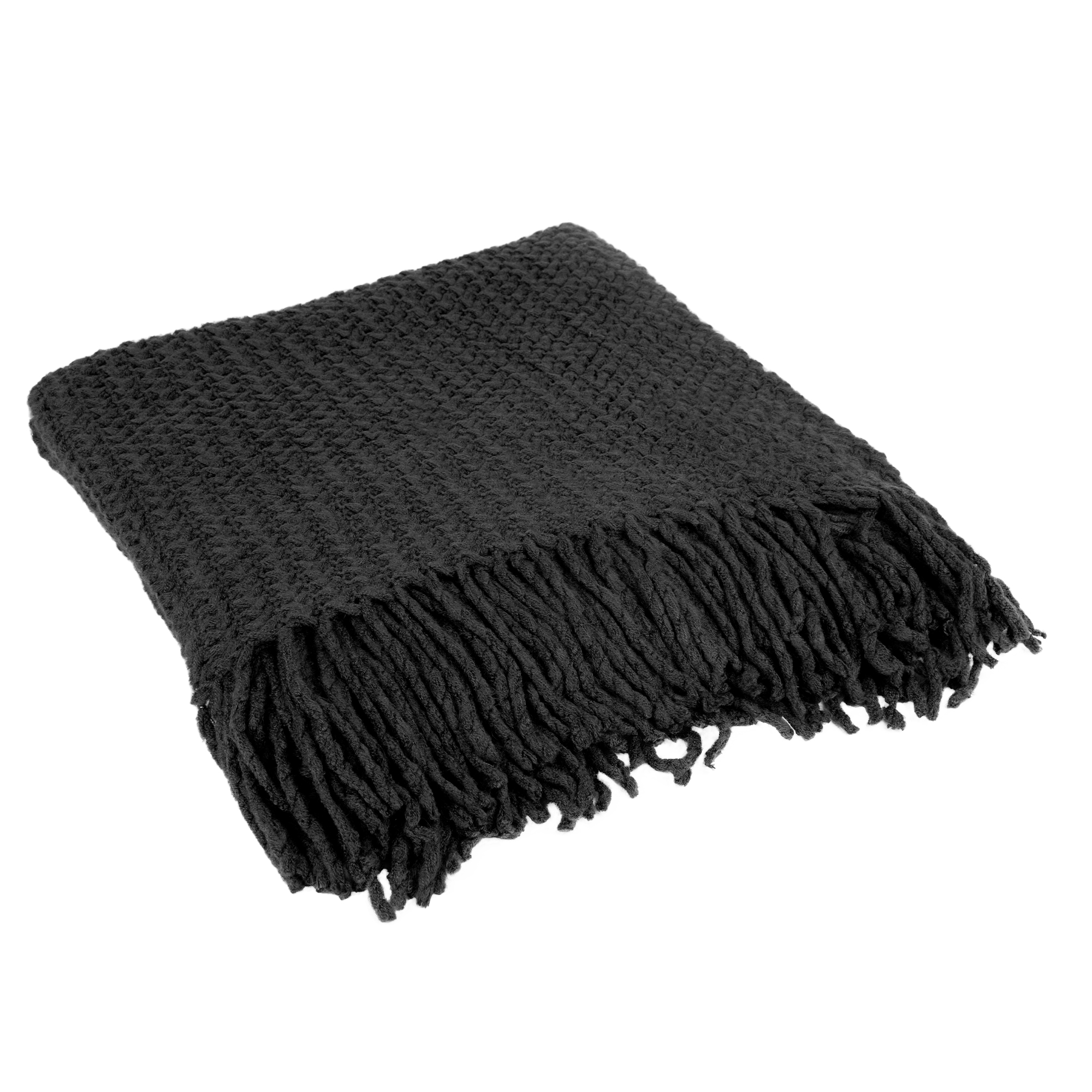 Chunky Knit Blanket With Fringe
